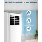Acekool 8,000 BTU Portable Air Conditioner, 4-in-1 AC Dehumidifier Fan, Remote, Timer, for Rooms up to 350 Sq. Ft, Window Kit