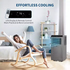 Acekool 10,000 BTU Portable Air Conditioner, 4-in-1 AC Dehumidifier Fan Sleep Mode, Remote, Energy Efficient, for Rooms up to 450 Sq. Ft, Grey