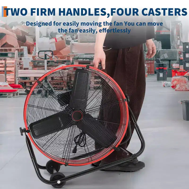 Ventilador de Piso, Ventilador Industrial - Ventilador de Tambor de 24 Pulgadas de Alta Resistencia con 4 Velocidades, Circulador de Aire de Metal para Almacén, Taller, Garaje, Fábrica, Sótano