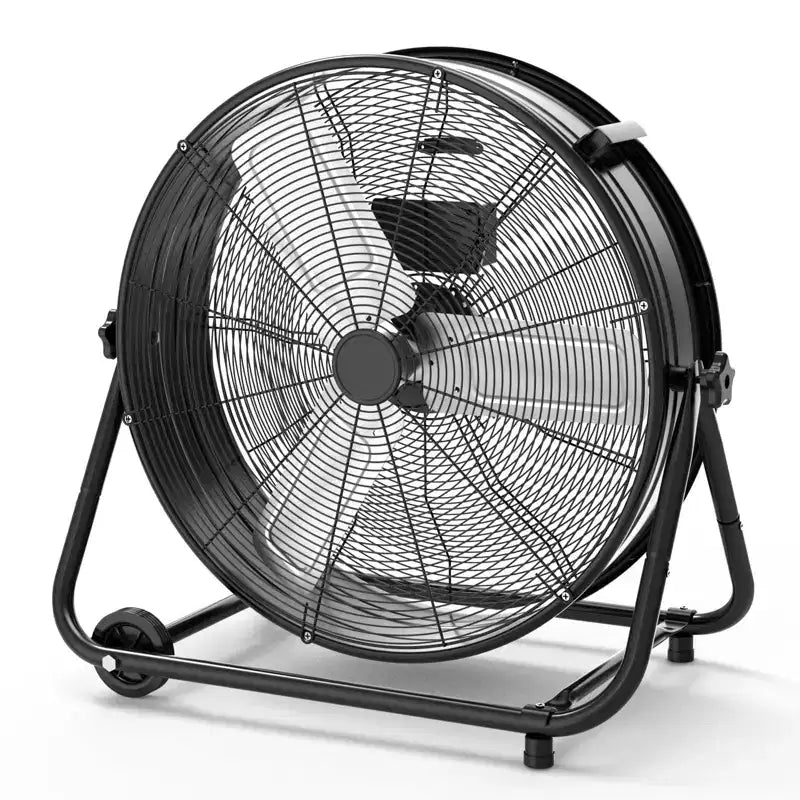 Ventilador de Piso, Ventilador Industrial - Ventilador de Tambor de 24 Pulgadas de Alta Resistencia con 4 Velocidades, Circulador de Aire de Metal para Almacén, Taller, Garaje, Fábrica, Sótano