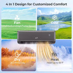 Costway 9100BTU Wifi Enabled Mini Split AC 20.5 SEER2115V Inverter Air Conditioner White/Gray