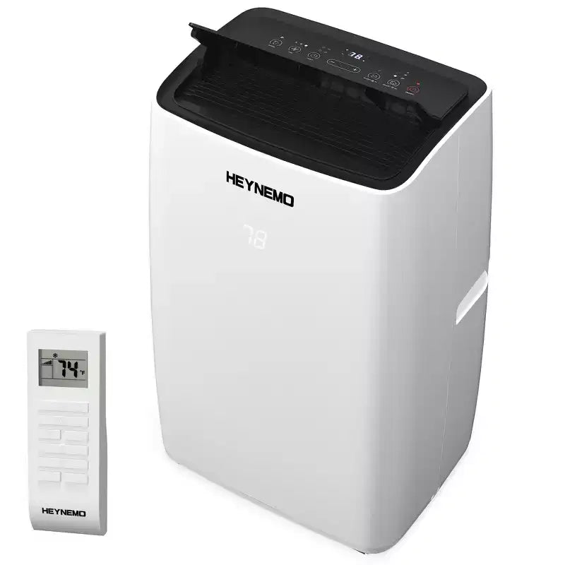 Heynemo 14,000 BTU 3-in-1 Portable Air Conditioner with Heat, Dehumidifier & Fan, Smart WiFi Control, Quiet AC for Bedroom, Office, White