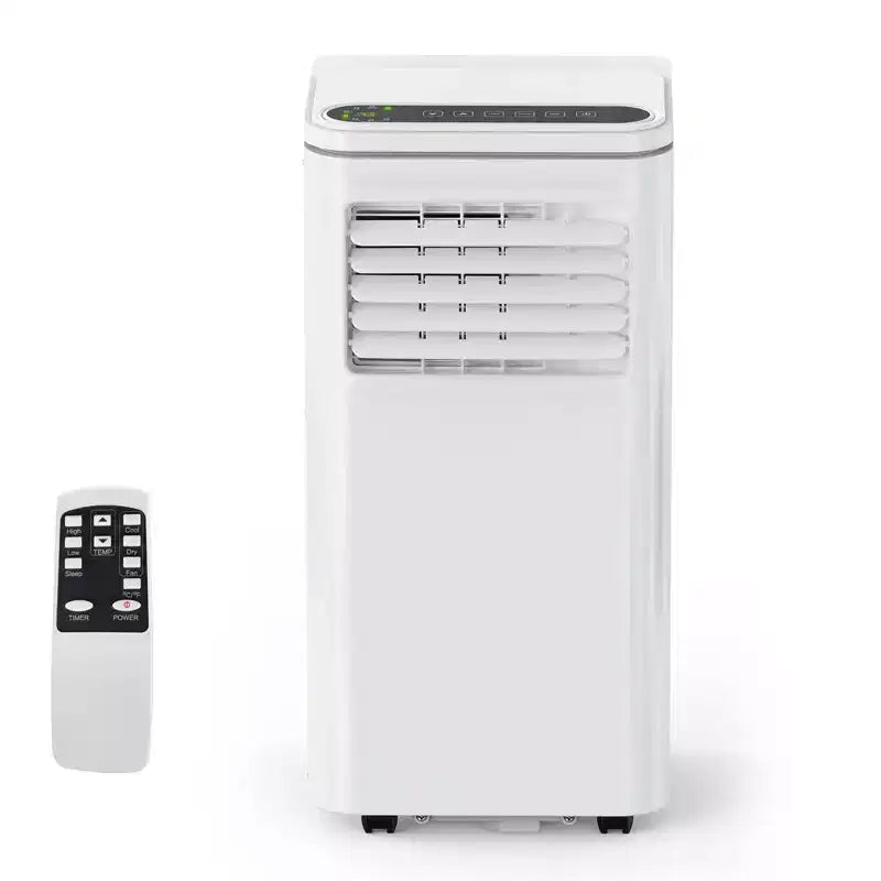 Acondicionador de aire portátil de 10000 BTU, aire acondicionado para el hogar con control remoto para habitaciones de hasta 450 pies cuadrados, funciones 3 en 1/temporizador de 24 horas/ruedas giratorias