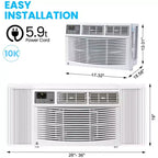 GustoWave Small Window Air Conditioner, White, New