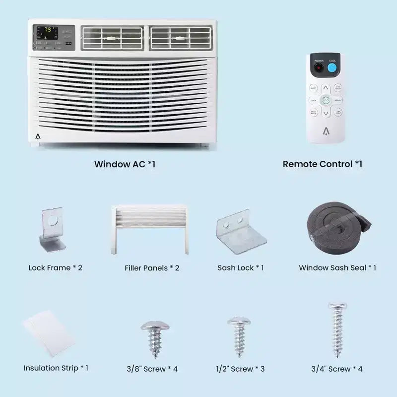 GustoWave Small Window Air Conditioner, White, New