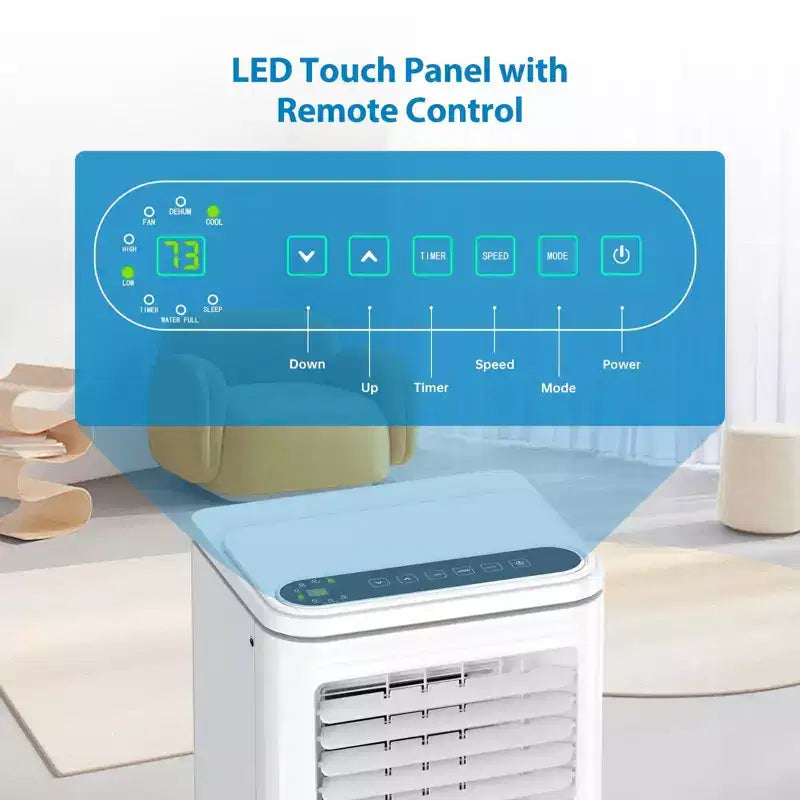 Acekool 8,000 BTU Portable Air Conditioner, 3-in-1 Cooling Fan Dehumidifier, Sleep Mode, 24H Timer, Remote for Rooms up to 350 Sq Ft