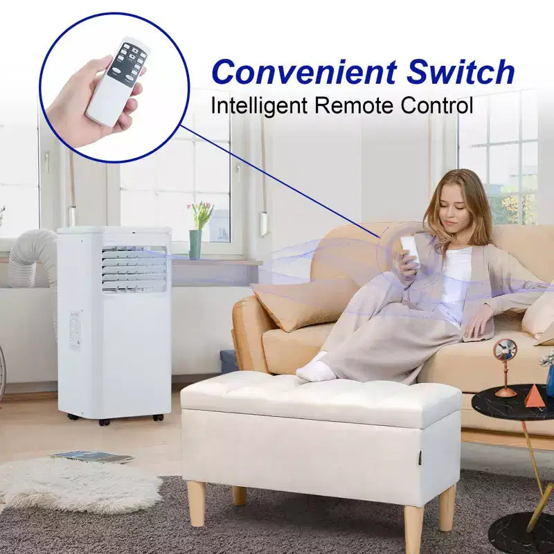 Acondicionador de aire portátil Acekool de 10,000 BTU, ventilador y deshumidificador 3 en 1, silencioso con control remoto, temporizador, kit de ventana para habitaciones de hasta 450 pies cuadrados