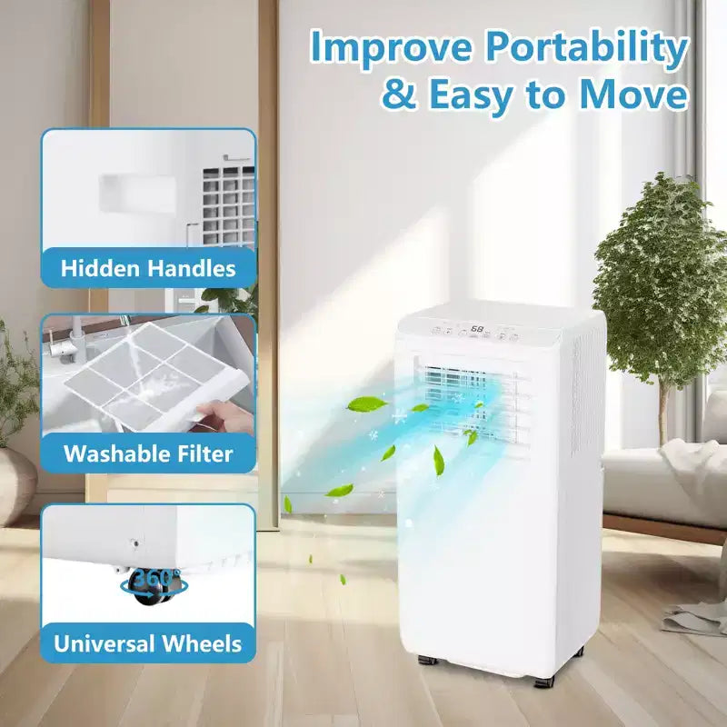 Acekool 8,000 BTU Portable Air Conditioner, 3-in-1 Cooling Fan Dehumidifier, Quiet AC with Remote, Timer, Window Kit for Rooms up to 350 Sq Ft