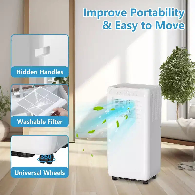 Acekool 8,000 BTU Portable Air Conditioner, 3-in-1 Cooling Fan Dehumidifier, Remote Control, 24H Timer for Rooms up to 350 Sq Ft