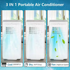 Acekool 8,000 BTU Portable Air Conditioner, 3-in-1 Cooling Fan Dehumidifier, Remote Control, 24H Timer for Rooms up to 350 Sq Ft