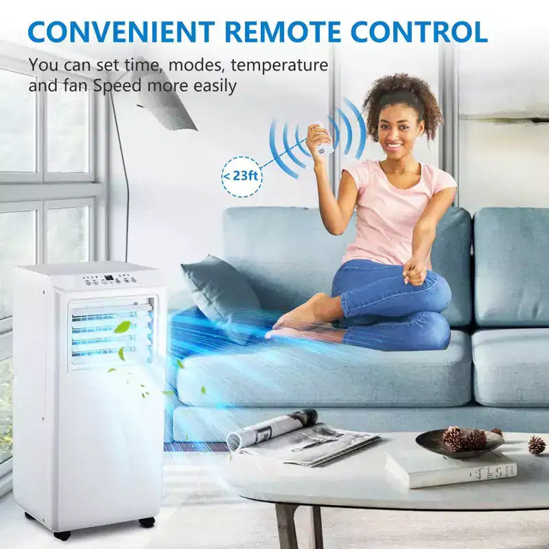 Acekool 10,000 BTU Portable Air Conditioner, 3-in-1 Cooling Fan Dehumidifier, Remote, 24H Timer, Window Kit for Rooms up to 450 Sq Ft