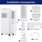 Acekool 10,000 BTU Portable Air Conditioner, 3-in-1 Cooling Fan Dehumidifier, 24H Timer, Easy-Move AC for Rooms up to 450 Sq Ft