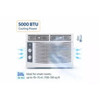 Aire acondicionado de ventana Acekool de 5,000 BTU, aire acondicionado de ventana de enfriamiento rápido con control remoto, temporizador, enfriamiento silencioso de habitaciones pequeñas de hasta 300 pies cuadrados