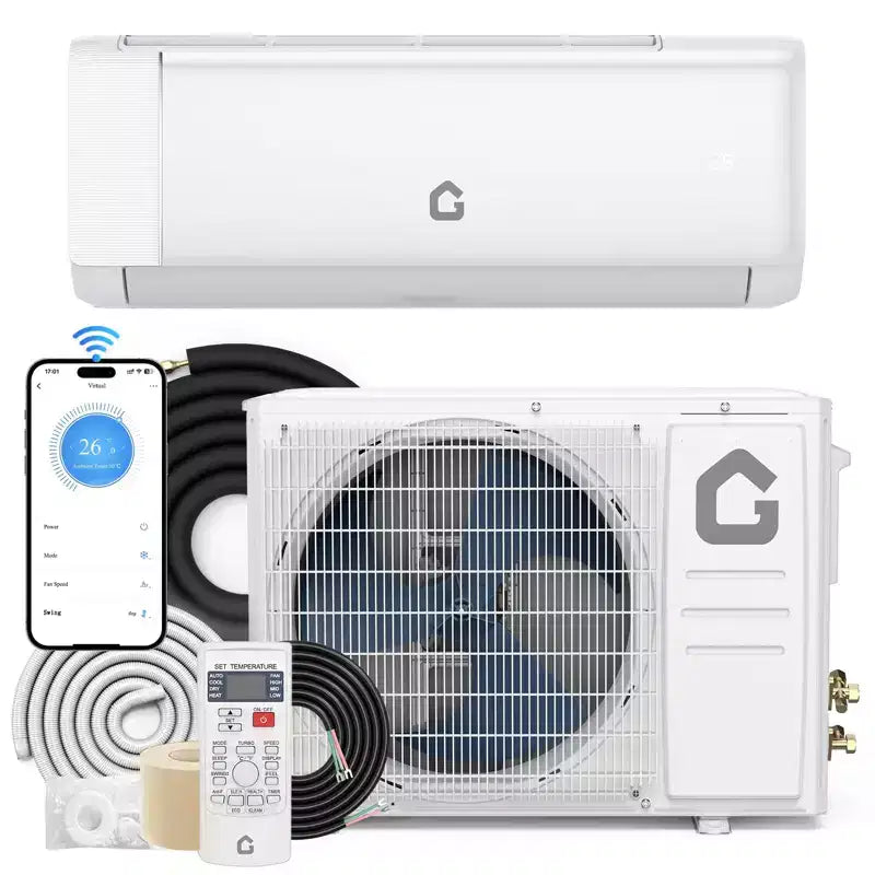 Acekool 11,500 BTU Mini Split Air Conditioner and Heat Pump, 18.5 SEER Inverter Ductless AC with WiFi, Cools Rooms up to 750 Sq Ft
