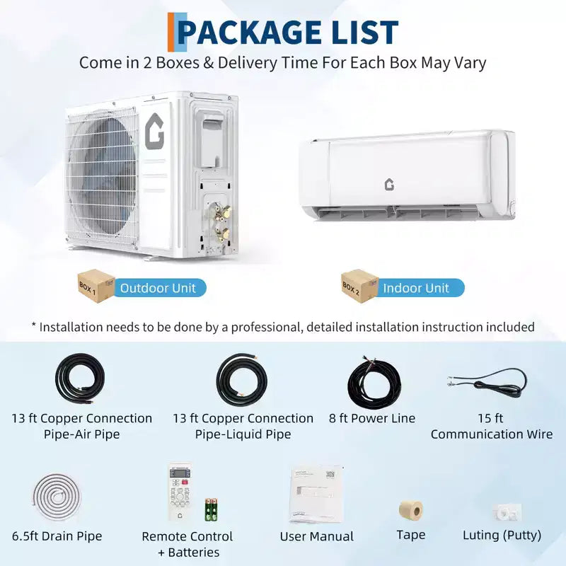 9000 BTU Mini Split Air Conditioner, 18.5 SEER2 208-230V Split Unit Ac and Heat Cool Up to 450 Sq.Ft