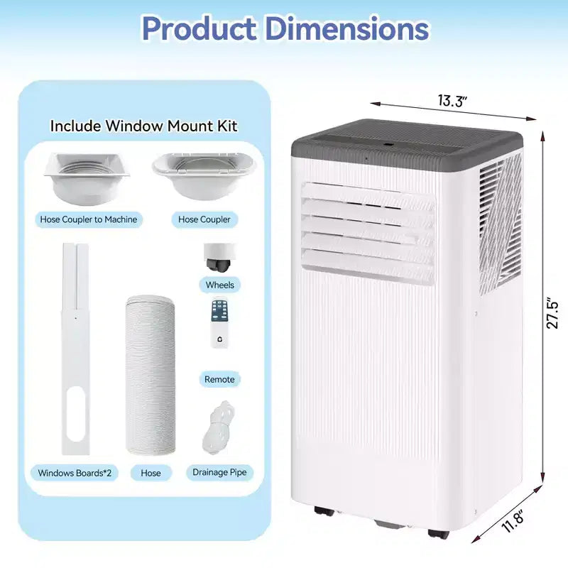 10000 BTU Portable Air Conditioner with Heater 3 in-1 Cooling, AC Portable Air Conditioner