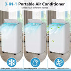 14,000 BTU Portable Air Conditioner with Built-In Dehumidifier - Portable AC Unit for Rooms Up to 750 Sq Ft, Remote Control, Window Mount Exhaust Kit