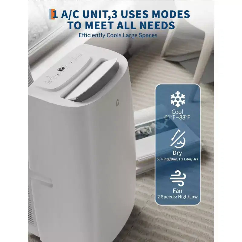 14,000 BTU Portable Air Conditioner,3 in-1 Portable AC Unit Cools/Fan/Dehumidifier up to 750 sq.ft,Ac unit with 24H Timer,Remote Control,Bedroom