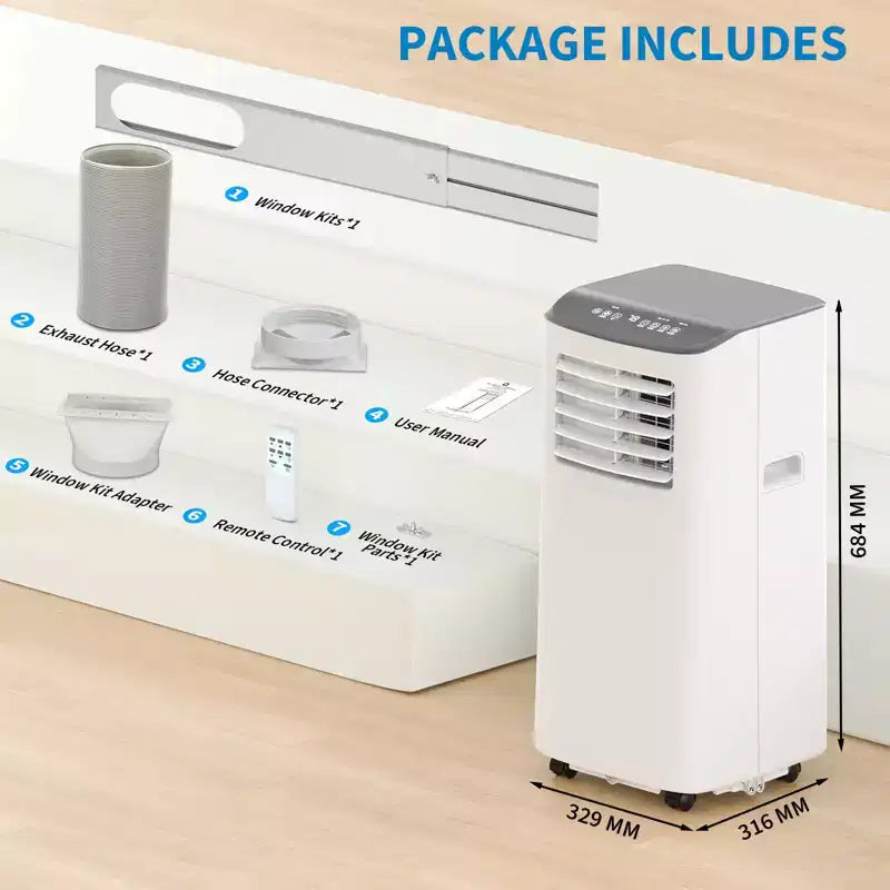 8000 BTU Portable Air Conditioner - Cools 350 Sq.Ft 3 in-1 Portable AC Dehumidifier Fan