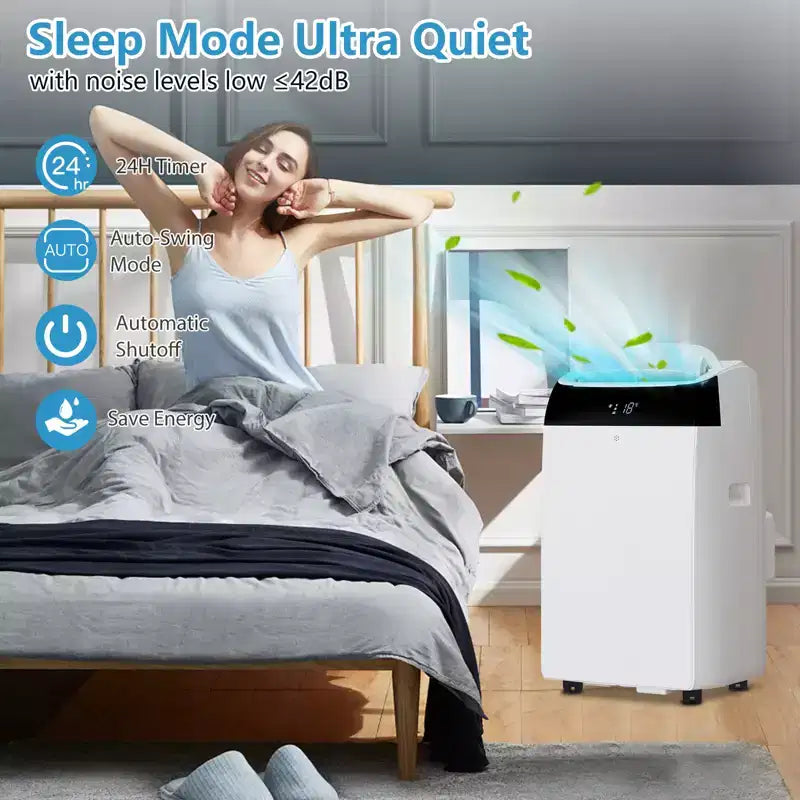 14,000 BTU Portable Air Conditioner  3-in-1 AC (Cool, Dehumidify, Fan) for Large Rooms Up to 750 Sq.Ft. Ultra-Quiet with Remote & Timer