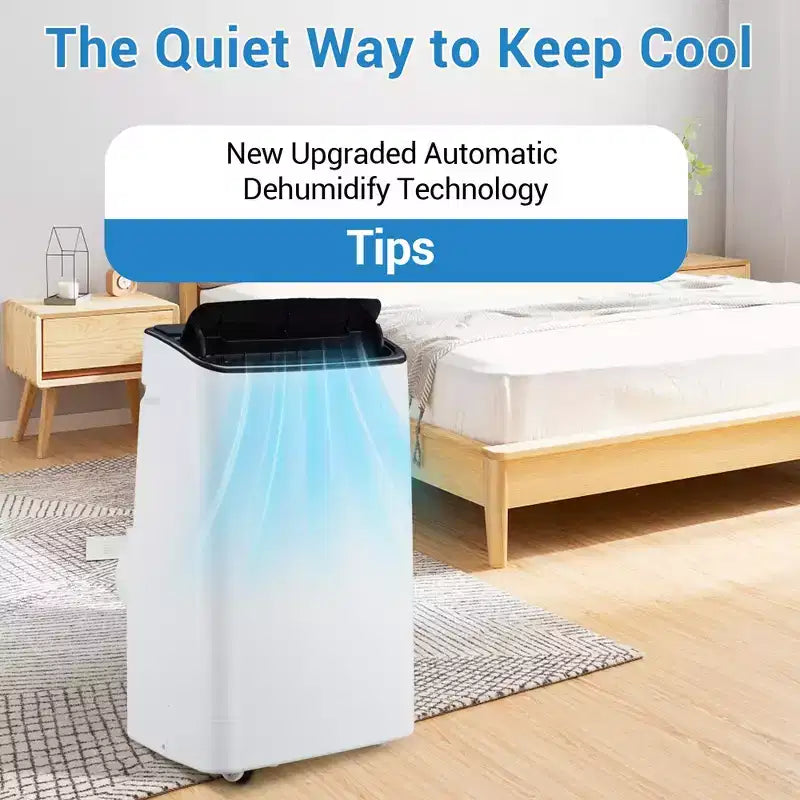 Quiet 14,000 BTU Portable AC Unit: 3-in-1 Cooling, Dehumidifier & Fan for Large Rooms Up to 750 Sq.Ft. Features Remote, Sleep Mode & 24-Hour Timer