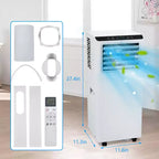 White 8,000 BTU Portable AC Unit  Powerful Cooling for 350 Sq.Ft Spaces. 4 Modes: Cool, Fan, Dehumidify & Sleep with Remote & 24H Programmable Timer