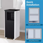 Aire acondicionado portátil de 8.000 BTU, deshumidificador y ventilador integrados. Enfría 32,5 m². Incluye temporizador, modo de suspensión, control remoto y kit de ventana.