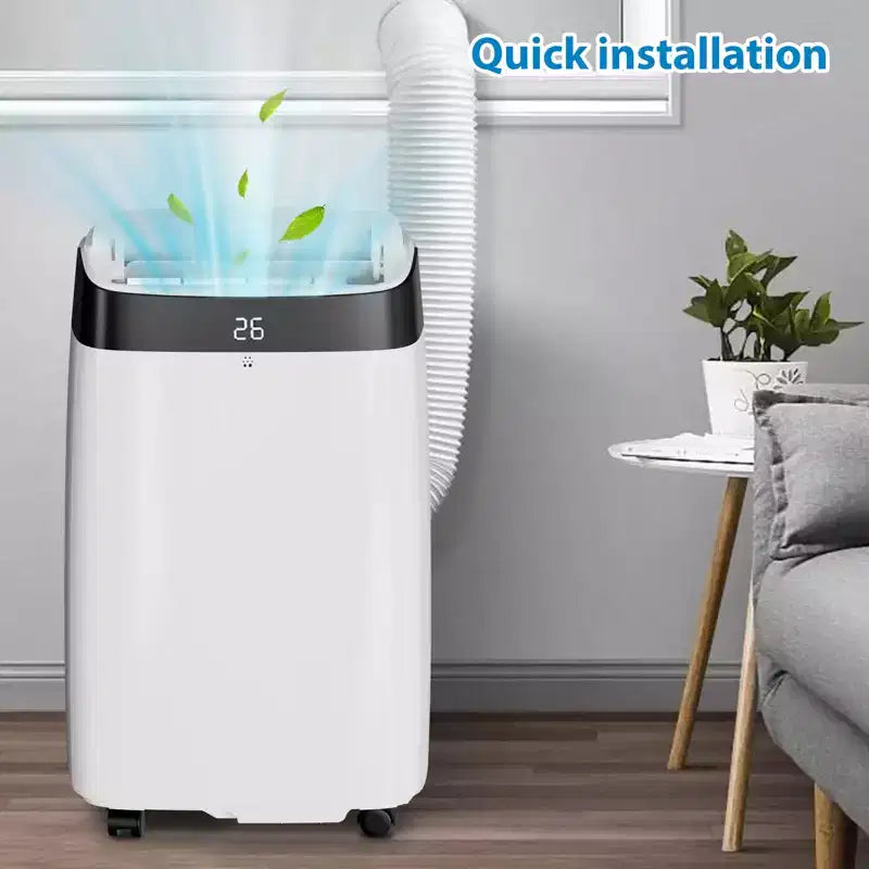 Portable AC with Full Window Kit & Hose: 10K BTU, 3-in-1 Cooling for 450 Sq.Ft. Rooms (Cool/Dehumidify/Fan). Features 24-Hour Timer
