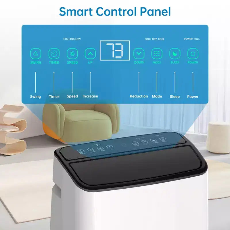Acekool Aire Acondicionado Portátil de 14000 BTU, Unidad de CA 3 en 1 con WiFi, enfría y calienta hasta 65 m², control remoto, para sala de estar/RV/espacio de trabajo