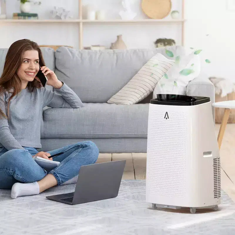 Acekool 15000 BTU Smart Portable Air Conditioner, 5-in-1 Indoor AC, Remote, Silent, Up to 850 Sq Ft, for Bedroom Office, Black Top