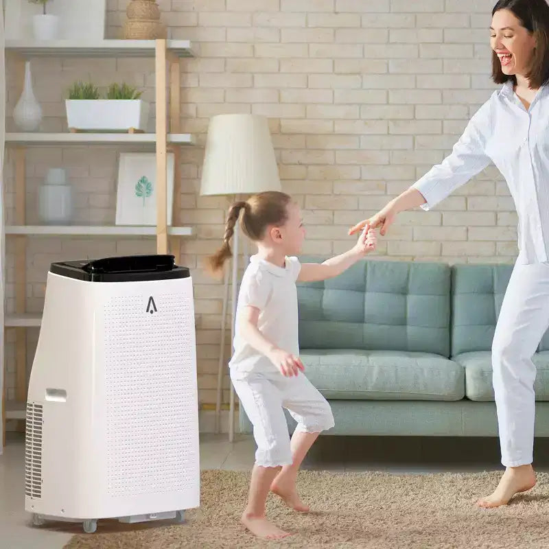 Acekool 15000 BTU Smart Portable Air Conditioner, 5-in-1 Indoor AC, Remote, Silent, Up to 850 Sq Ft, for Bedroom Office, Black Top