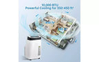 GustoWave 10,000 BTU Portable Air Conditioner - 3-in-1 AC with Remote, Dehumidifier & Fan, Cools Up to 450 Sq.Ft, Quiet, 24H Timer