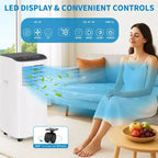 8000 BTU Portable Air Conditioner for Rooms Up to 350 Sq Ft, 3-in-1 AC Unit with Fan, Dehumidifier, Remote & Sleep Mode