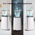 14000 BTU Portable Air Conditioner - Cooling, Dehumidifier & Fan for 700 Sq Ft with Remote & Auto Swing, One-year warranty