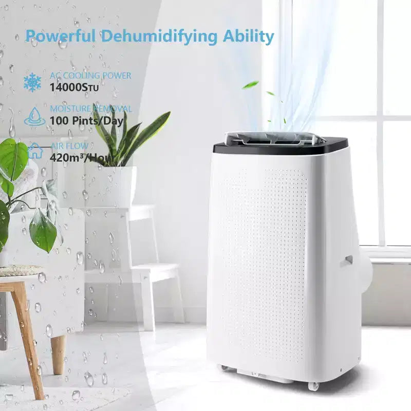 14000 BTU Portable Air Conditioner - Cooling, Dehumidifier & Fan for 700 Sq Ft with Remote & Auto Swing, One-year warranty