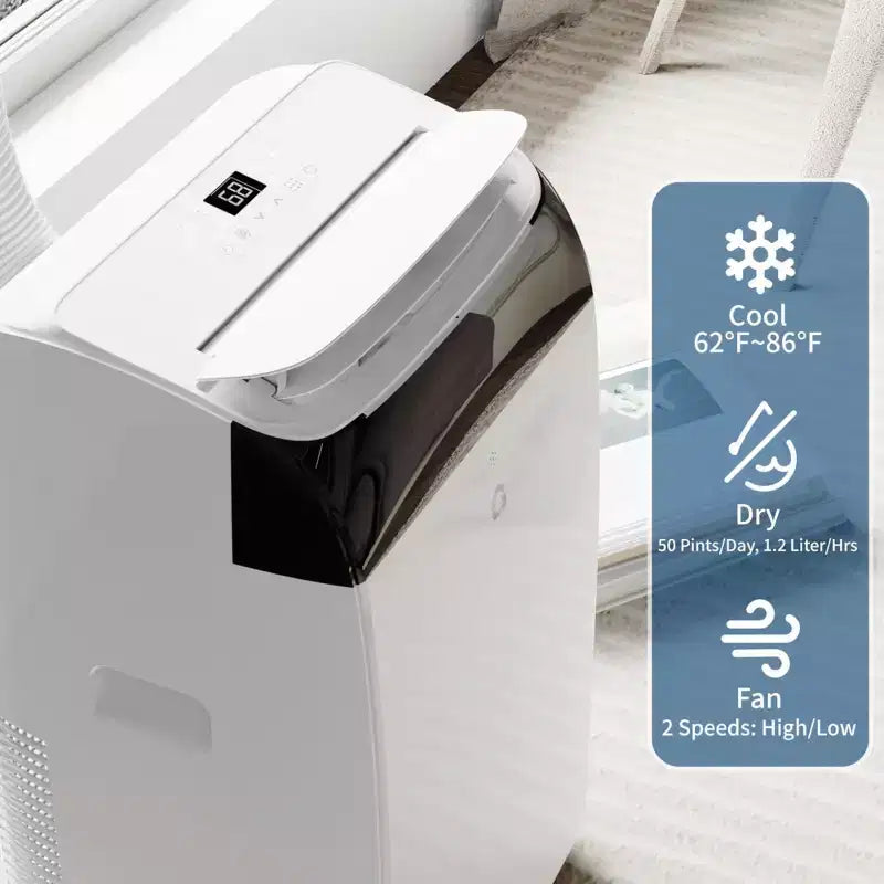 GustoWave 12000 BTU Portable Air Conditioner, 3-IN-1 Smart AC Units with Remote Control for Rooms up to 550 Sq.ft