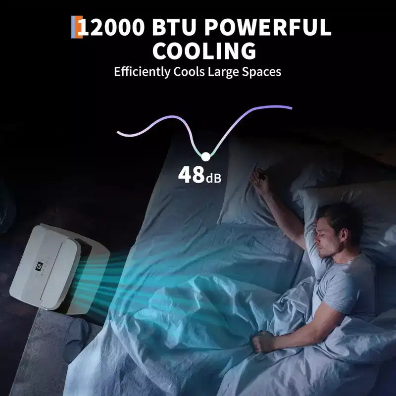 GustoWave 12000 BTU Portable Air Conditioner, 3-IN-1 Smart AC Units with Remote Control for Rooms up to 550 Sq.ft