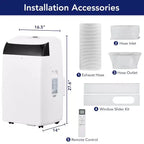 GustoWave 12000 BTU Portable Air Conditioner, 3-IN-1 Smart AC Units with Remote Control for Rooms up to 550 Sq.ft