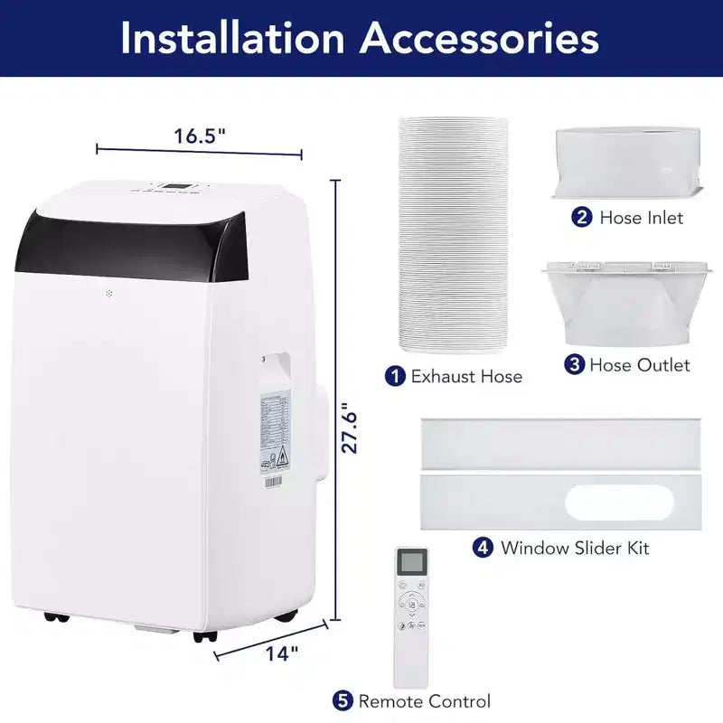 GustoWave 12000 BTU Portable Air Conditioner, 3-IN-1 Smart AC Units with Remote Control for Rooms up to 550 Sq.ft