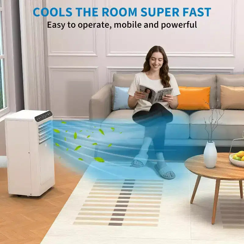 GustoWave 8,000 BTU 3-in-1 Portable Air Conditioner - Cools Up to 450 Sq.Ft, Quiet <42dB with 24H Timer & Remote, Floor Standing