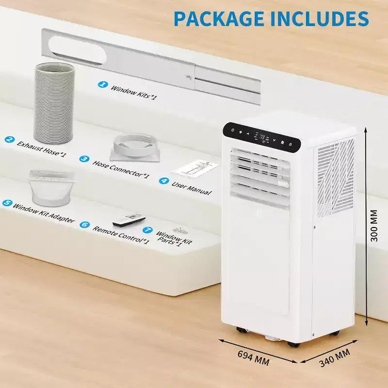 GustoWave 8,000 BTU 3-in-1 Portable Air Conditioner - Cools Up to 450 Sq.Ft, Quiet <42dB with 24H Timer & Remote, Floor Standing