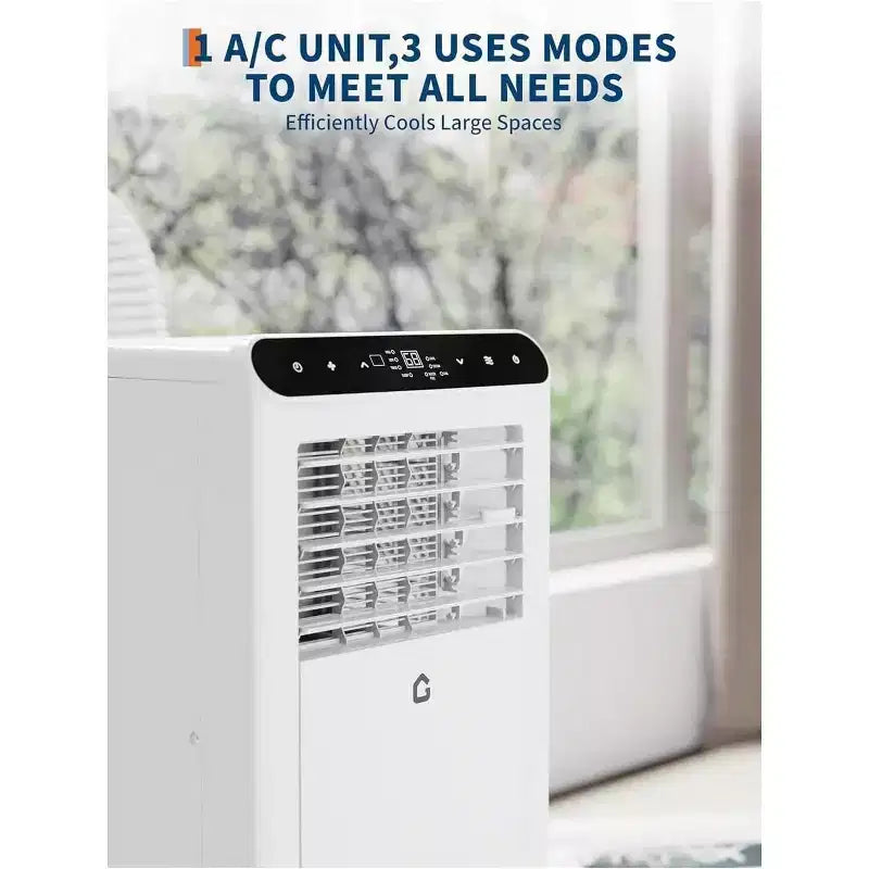GustoWave 8,000 BTU 3-in-1 Portable Air Conditioner - Cools Up to 450 Sq.Ft, Quiet <42dB with 24H Timer & Remote, Floor Standing