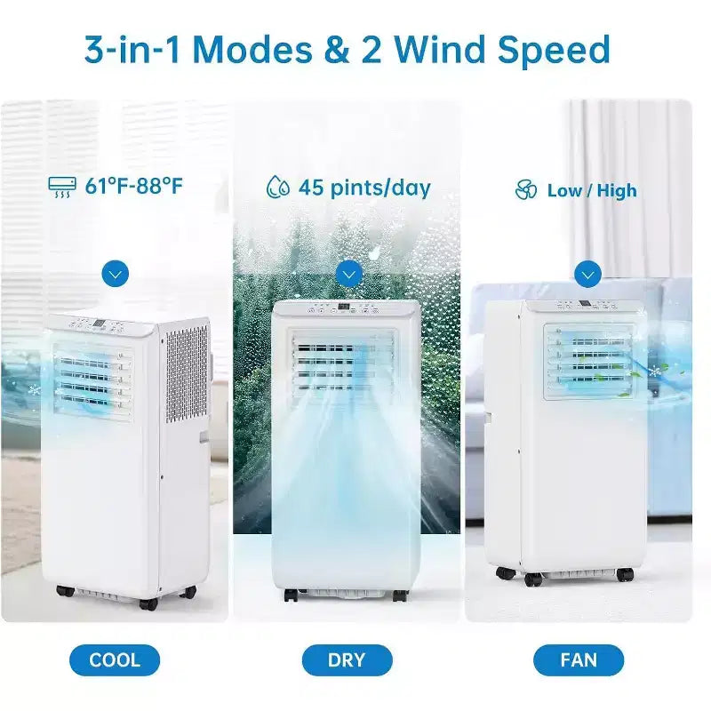 GustoWave 8000 BTU Portable Air Conditioner for Bedroom with Fast Cooling