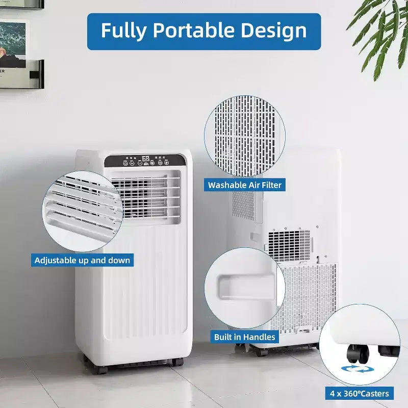 GustoWave 8000 BTU Portable Air Conditioner 3-in-1 AC with Remote, 24H Timer, Low Noise for Bedroom, Office, 350 Sq. ft.