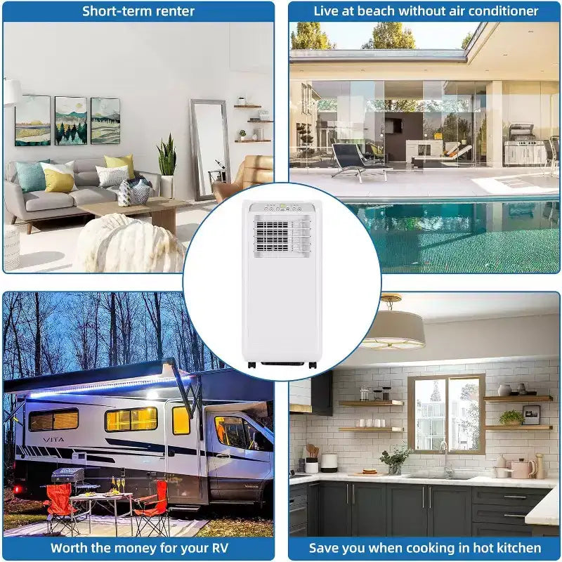 GustoWave 8000 BTU 3-In-1 Unit Portable Air Conditioner for Rooms Up to 350 Sq.Ft. with Fast Cooling, Dehumidifier
