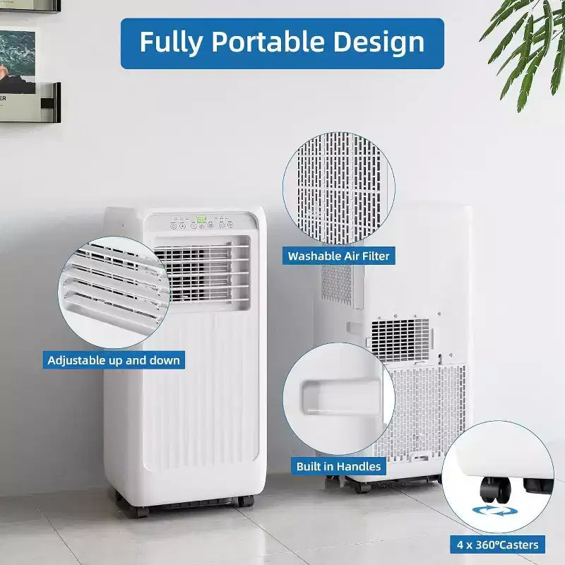 GustoWave 8000 BTU 3-In-1 Unit Portable Air Conditioner for Rooms Up to 350 Sq.Ft. with Fast Cooling, Dehumidifier