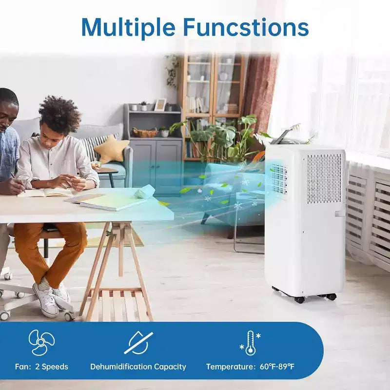 GustoWave 10000 BTU Portable Air Conditioner for Room up to 450 Sq. Ft. with 24H Timer, Sleep Mode