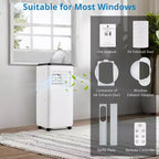 GustoWave 10000 BTU Portable Air Conditioner for Room up to 450 Sq. Ft. with 24H Timer, Sleep Mode, Black Top