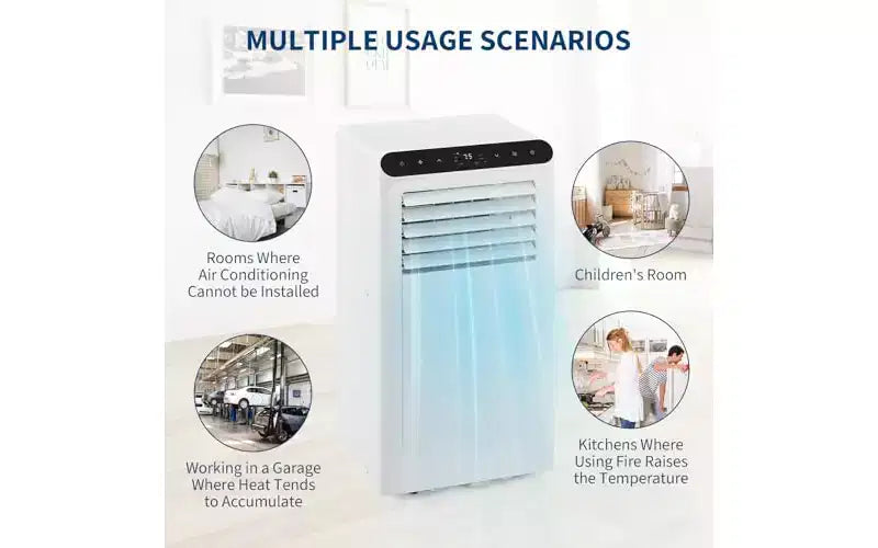 GustoWave 10000 BTU Portable AC 3-in-1 Cooling Dehumidifier Sleep Remote Quiet Black Panel Bedroom Office Apartment