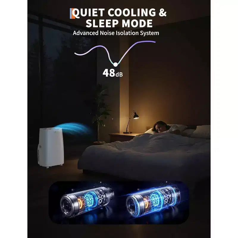14,000 BTU 3-in-1 Portable Air Conditioner - Cools Up to 700 Sq.Ft, 24H Timer, Remote Control for Bedroom & Office